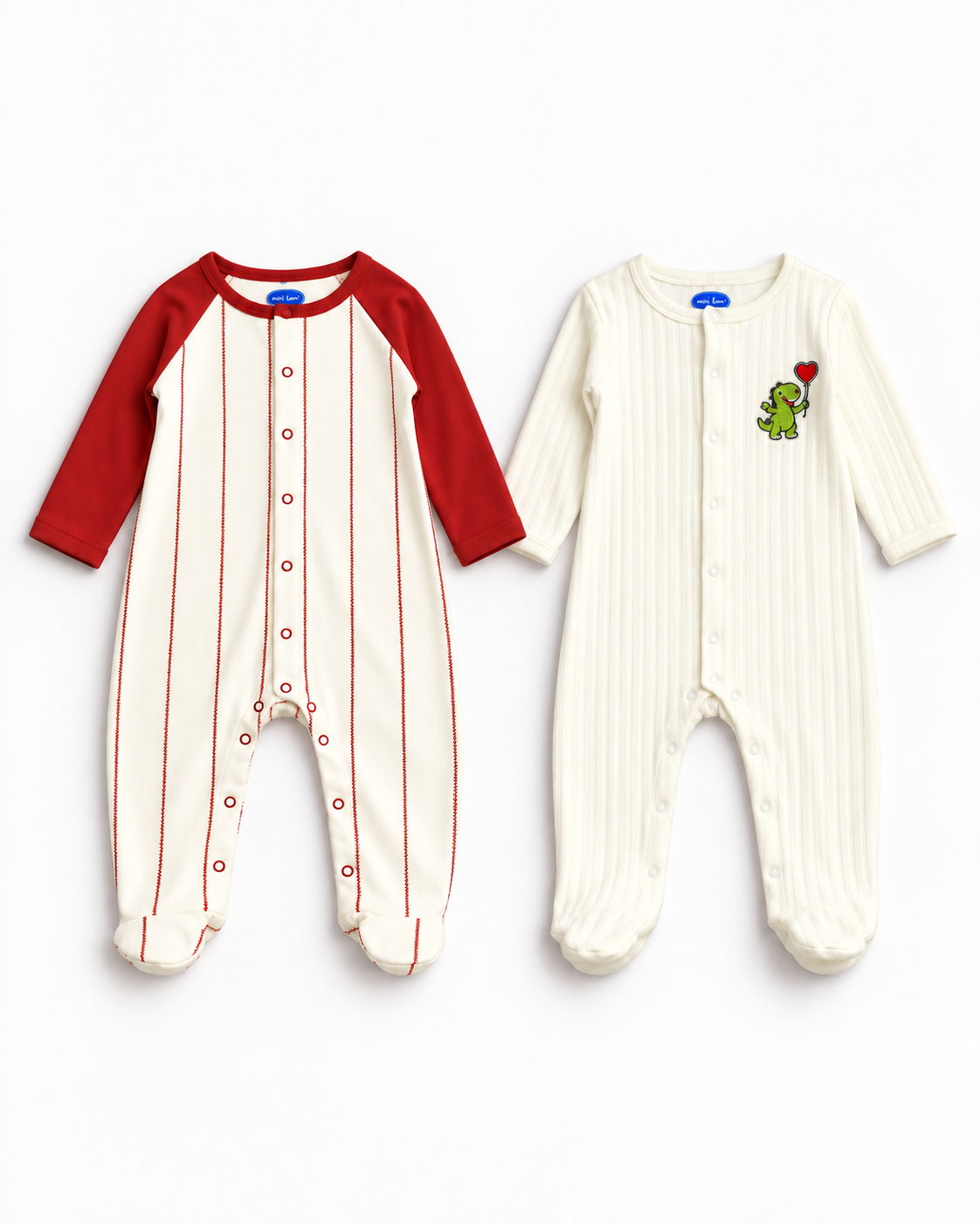 Sleepsuit 2-Piece Set | Raglan Baseball and Embroidered Dino